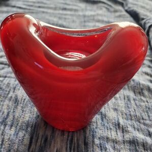 Handblown Red Heart Candle Holders